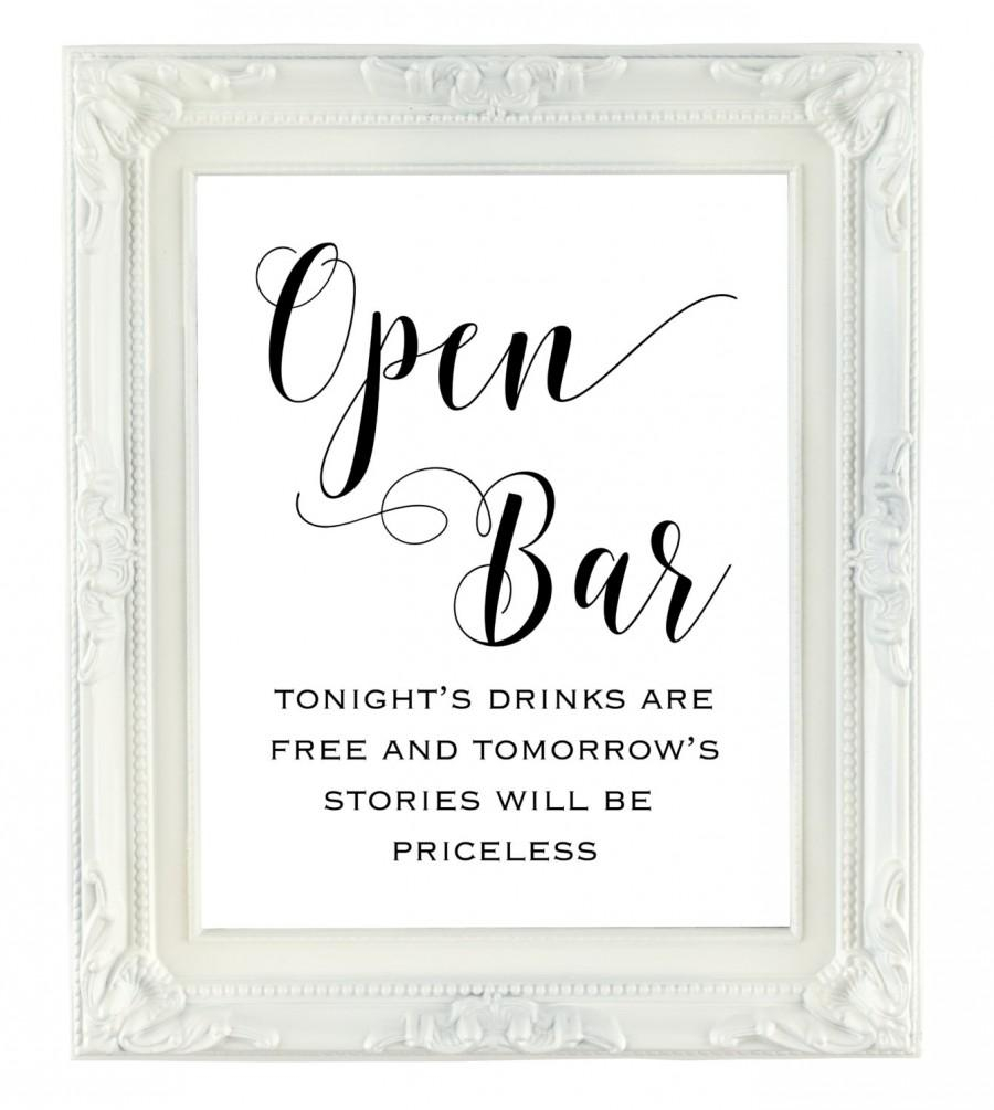 Open Bar Sign Printable Wedding Sign Tomorrow s Stories Will Be 