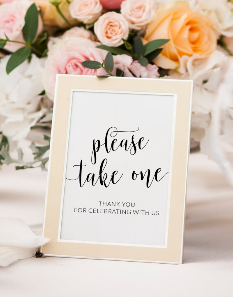 Please TAKE ONE Sign Rustic Wedding Favor Sign Take One Favor Etsy 