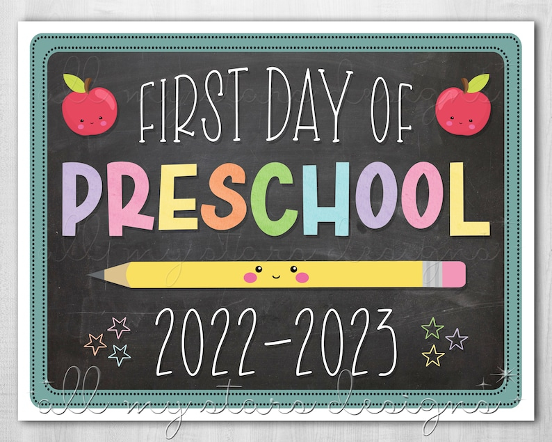 PRINTABLE First Day Of Preschool 2022 2023 Photo Sign Etsy