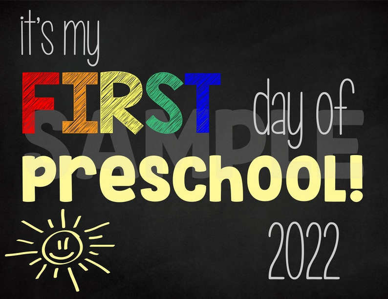 Printable First Day Of Preschool 2022 Sign Rainbow Etsy