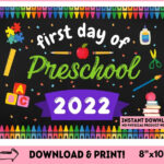 Printable First Day Of Preschool Sign 2022 Hello Preschool Etsy UK