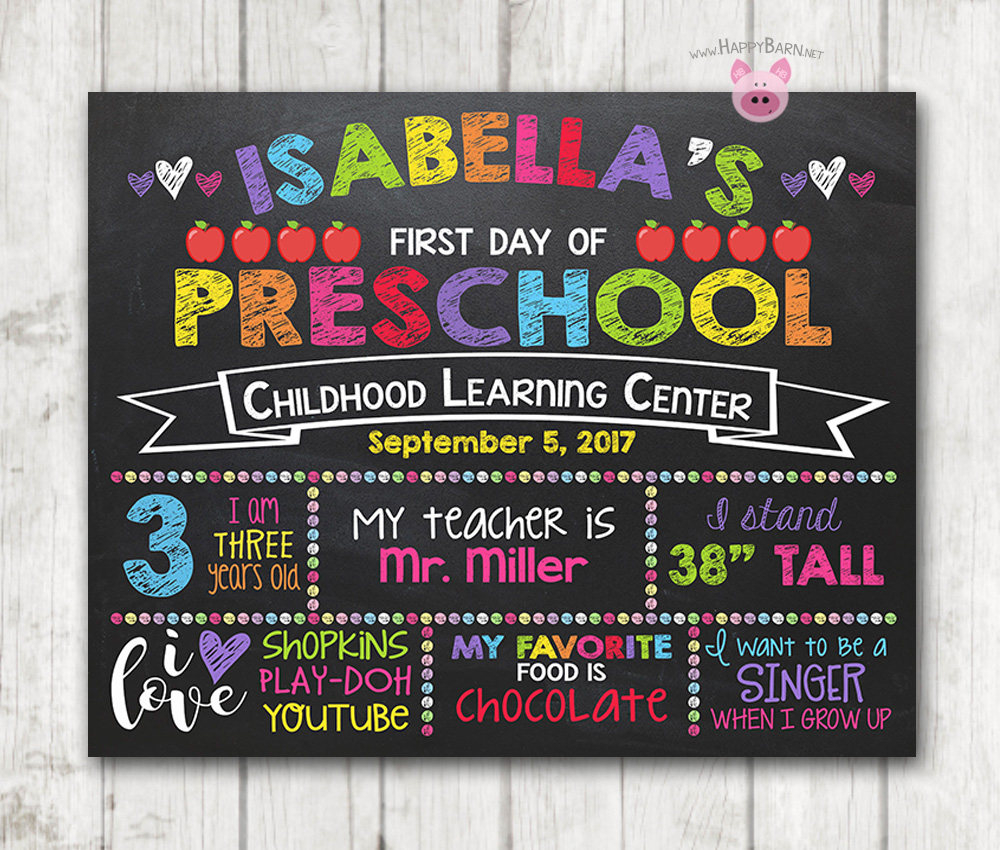 Printable First Day Of School Chalkboard Sign Rainbow Happy Barn