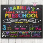 Printable First Day Of School Chalkboard Sign Rainbow Happy Barn