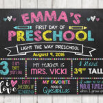 Printable First Day Of School Sign First Day Of Preschool Chalkboard