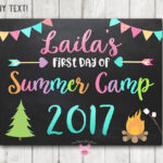 Printable First Day Of Summer Camp Chalkboard Sign Printable Summer