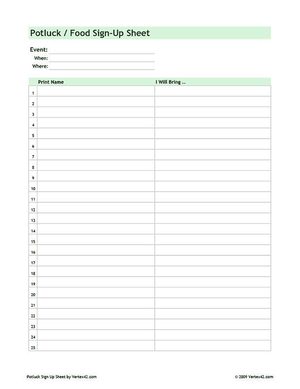 Printable Sign Up Sheets Sign Up Sheets Templates Printable Free 