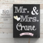 Printable Wedding Mr And Mrs Chalkboard Sign Happy Barn