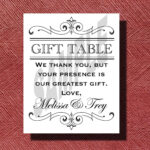 Printable Wedding Reception Gift Table Sign