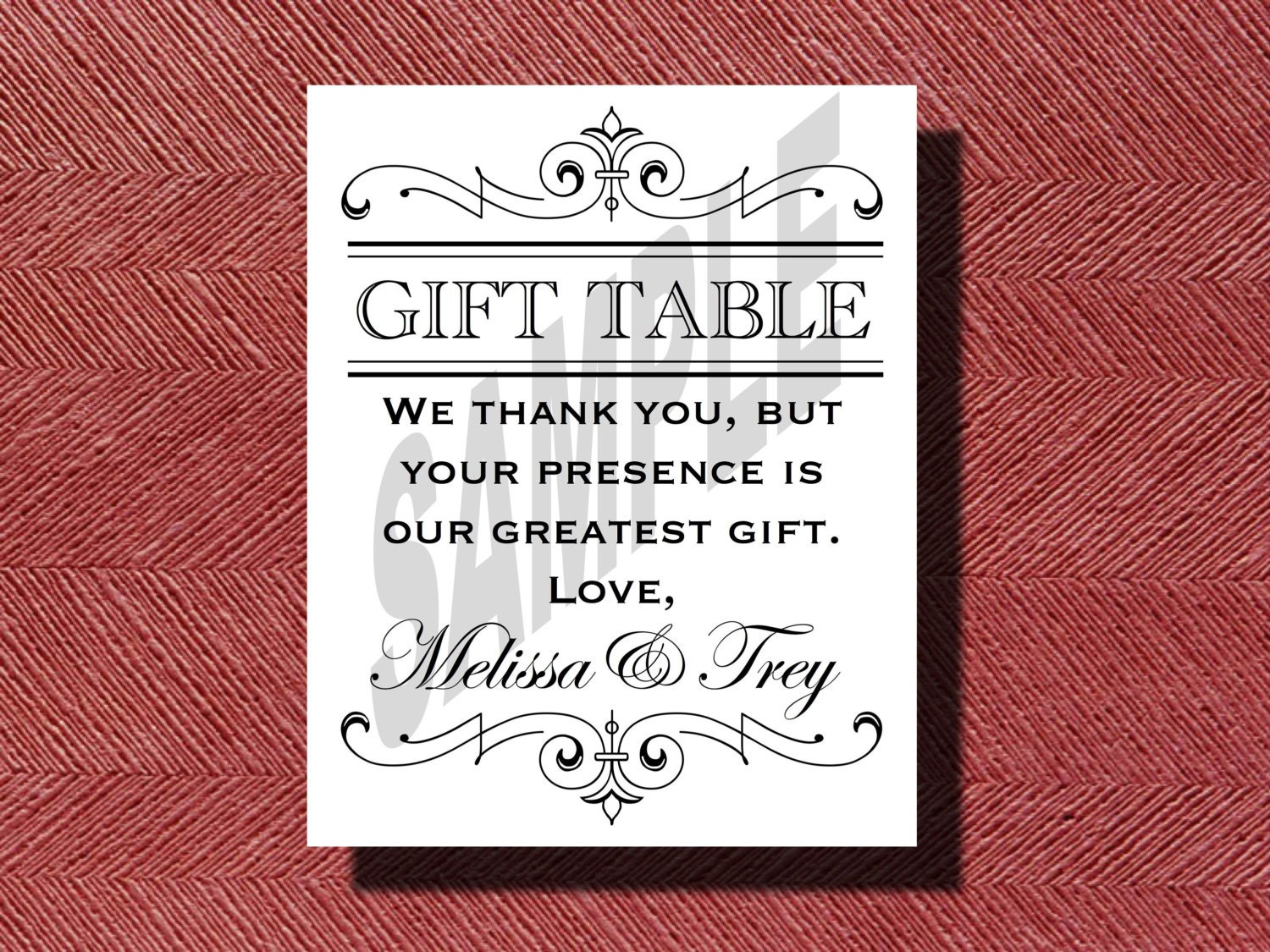 Printable Wedding Reception Gift Table Sign