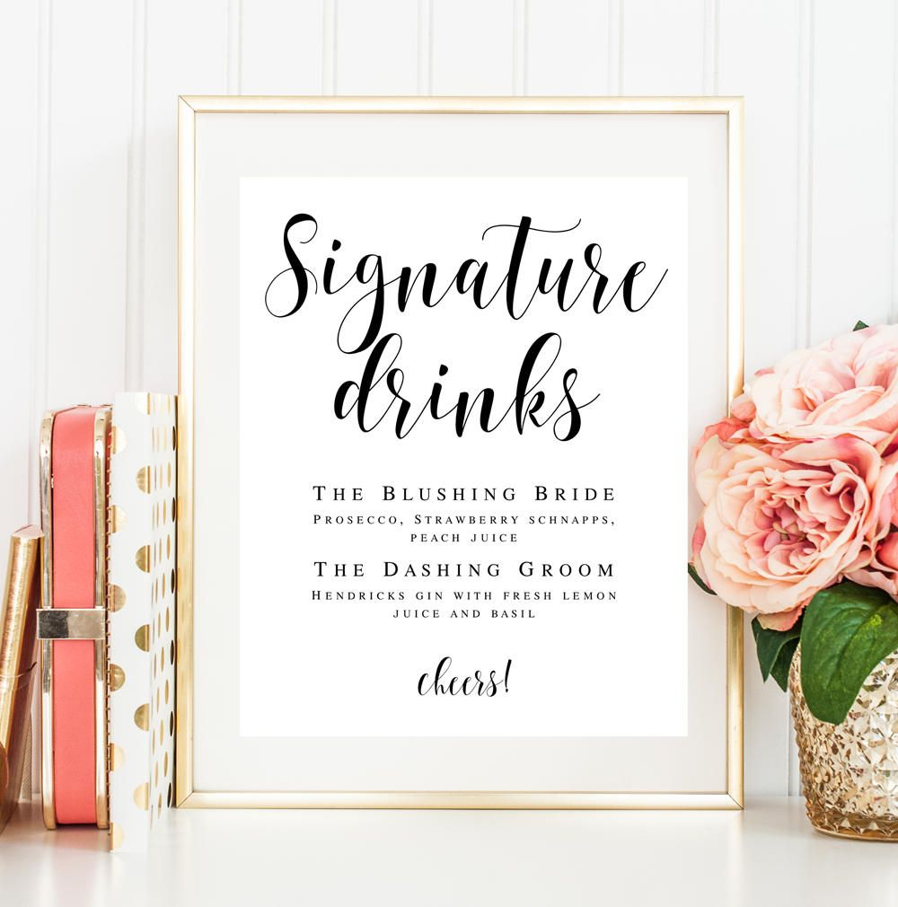 Signature Drink Sign Download Editable Template Wedding Etsy 