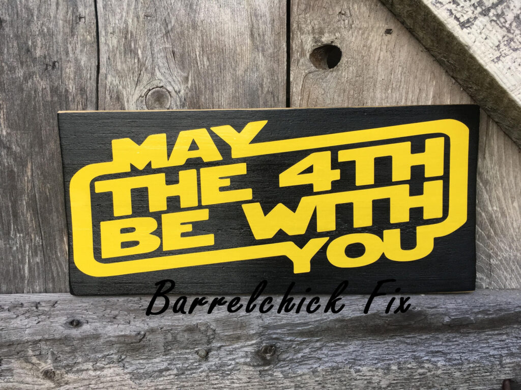 Star Wars Inspired May The 4th Be With You Black Wood Sign Wreath 