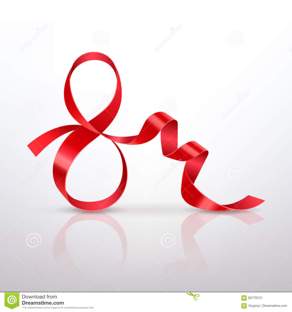 Symbol March 8 Of Red Satin Ribbon Stock Vector Illustration Of 