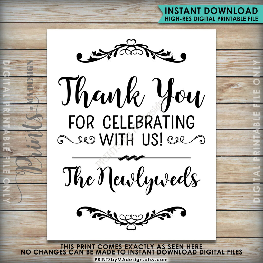 Thank You For Celebrating With Us Wedding Sign Wedding Thanks 16x20 