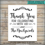 Thank You For Celebrating With Us Wedding Sign Wedding Thanks 16x20