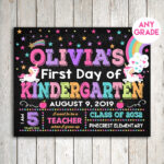 Unicorn First Day Of School Sign First Of Kindergarten ANY Etsy