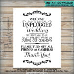 Unplugged Wedding Sign Unplugged Ceremony Sign Unplugged Sign No