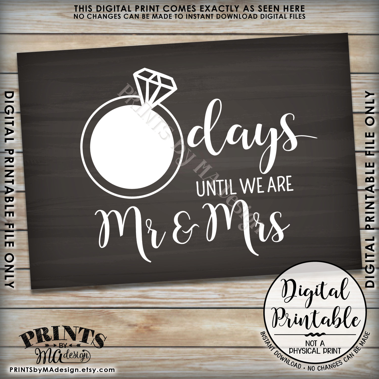 Wedding Countdown Sign Countdown To Wedding Sign Days Until We Are Mr 