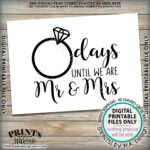 Wedding Countdown Sign Days Until We Are Mr Mrs Wedding Ring