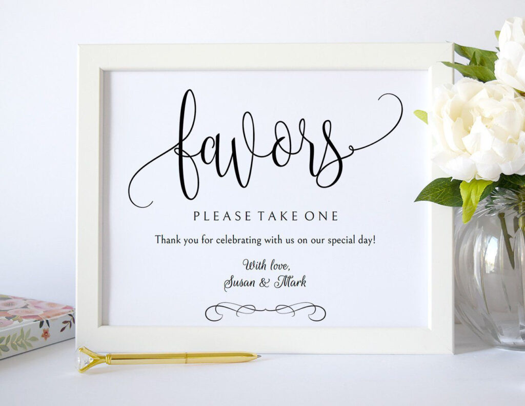 Wedding Favors Sign Favors Sign Template Favors Sign Printable Favors 