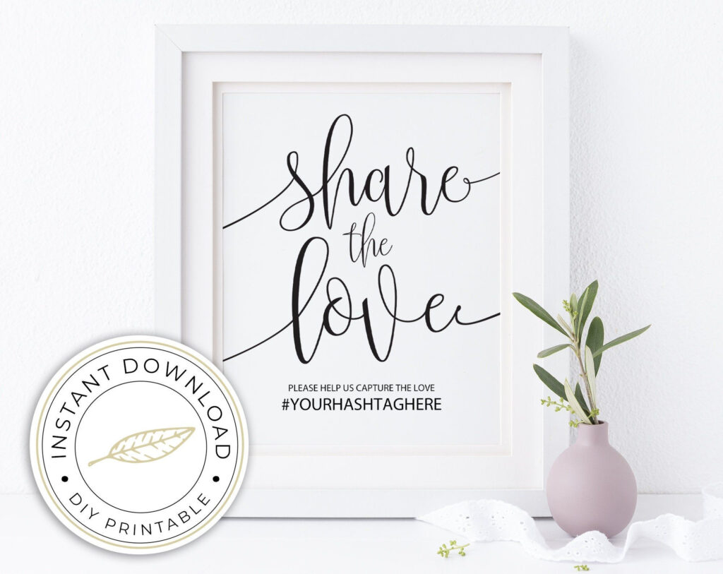 Wedding Hashtag Sign Printable Template INSTANT DOWNLOAD Etsy 