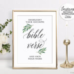 Wedding Highlight Your Favorite Bible Verse Sign Printable Etsy