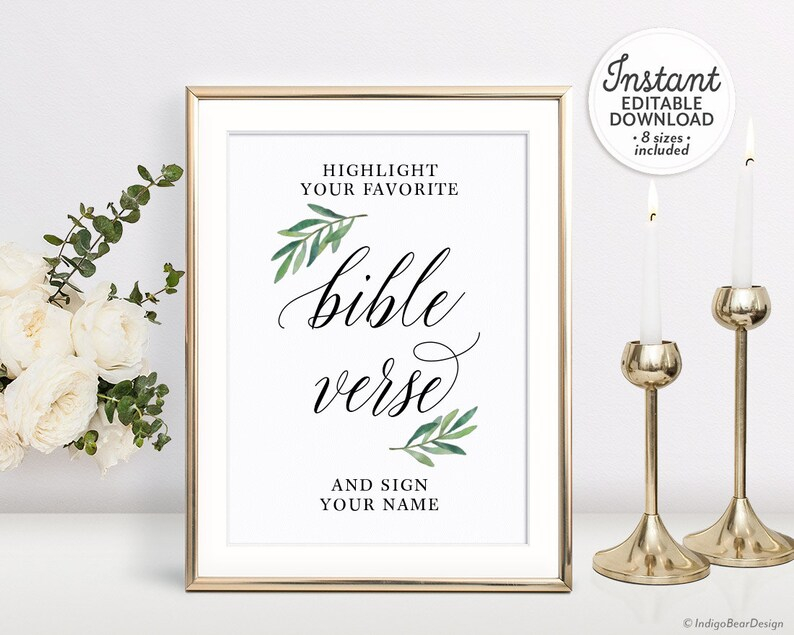 Wedding Highlight Your Favorite Bible Verse Sign Printable Etsy