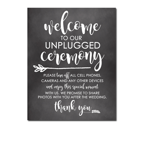 Wedding Sign 11x14 Unplugged Ceremony Chalkboard Instant Download 