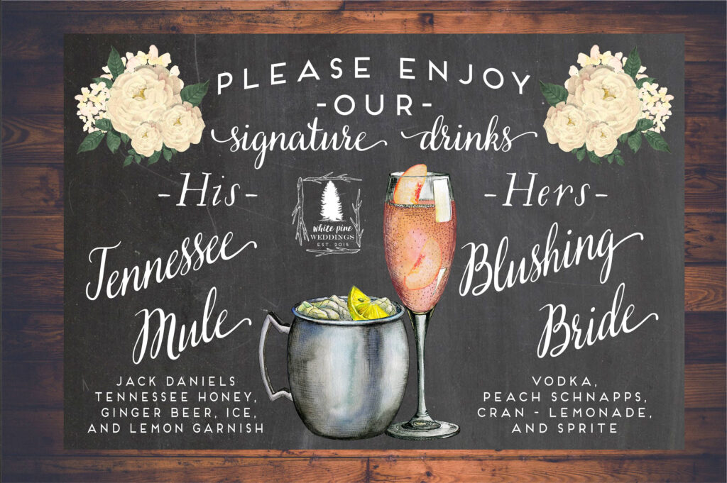 Wedding Signature Drinks Sign Printable Drink Sign Wedding Bar Menu 