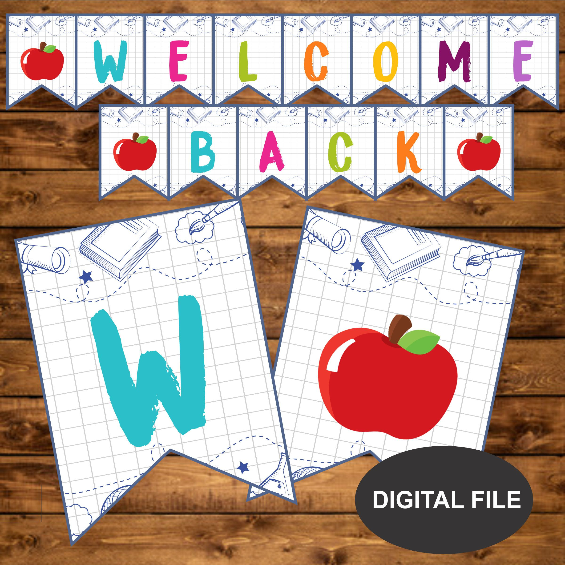 Welcome Back Printable Banner Instant Download Back To Etsy 