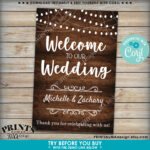 Welcome To Our Wedding Sign Wedding Welcome PRINTABLE 24x36 Rustic
